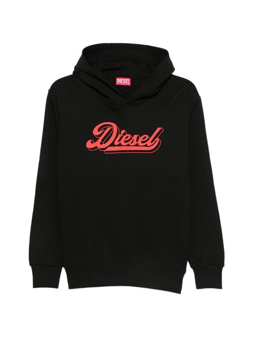 Felpa bambina Diesel nera con cappuccio e logo frontale DIESEL KIDS | J02872KYA1NK900